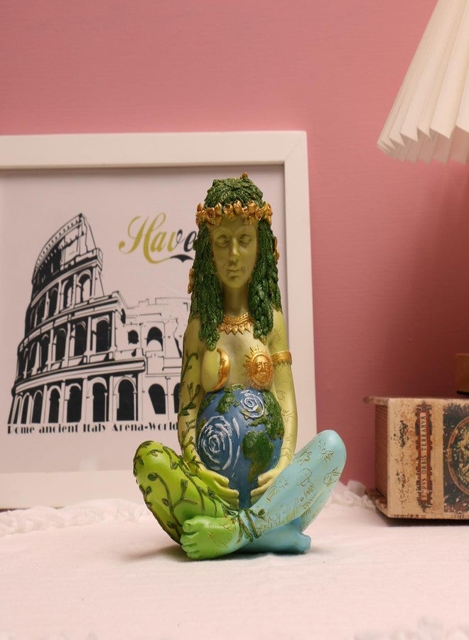 PSYHILAR Mother Earth Statue, 7" Fertility Gaia Goddess Statue, Nature Pregnant Wiccan Altar Supplies, Moon Yoga Alter Table Witchcraft - Image 4